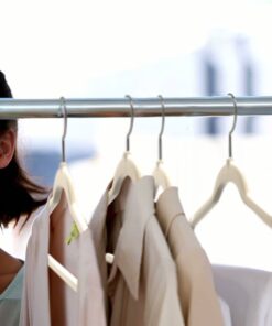 TECHZOO 50 Pack New Premium Quality Velvet Hangers Ultra Thin Non Slip Adult Felt Space Saving Hangers for Closet Heavy Duty Coat Pants Jackets Dress Hangers 360° Swivel Hook Hold Upto 10 lbs Ivory 27 617wDUACbyL