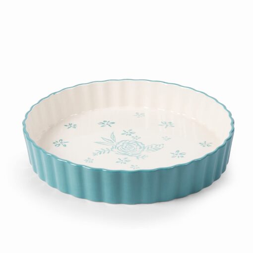 Wisenvoy Pie Pan Tart Pan Quiche Ceramic Pie Dish Pie Plate Tart Pans 9 inch Tart Pan Deep Dish Pie Pan Quiche Pan Turquoise