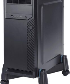 Computer Tower Stand, HUANUO CPU Holder Desktop Stand Desktop ATX-Case Mobile Cart Holder Adjustable Width with 4 Caster Wheels, Fits Most Computer Cases Under Desk, Black 11 617zjyeW8aS