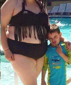 Uniarmoire Womens Plus Size High Waist Fringe Swimwear Two Piece Swimsuit 3X-Large Black 33 617zpAvtcnL