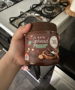 ChocZero Milk Chocolate Hazelnut Spread - Keto Friendly, No Sugar Added, Best Low Carb Dessert, Perfect Topping for Almond Flour Pancakes, Naturally Sweetened with Monk Fruit (1 jar, 12 oz) 30 618 d v6zjL
