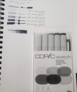 Copic Sketch Alcohol Marker 5 Colors + Multiliner SP Set, Sketching Grays Neutral Gray colors (N0, N2, N4, N6, and N8) and a Black 0.5 pen Marker Set 34 618 fu6oFyL