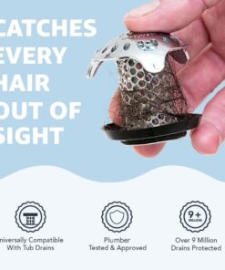 TubShroom Ultra Revolutionary Bath Tub Drain Protector Hair Catcher/Strainer/Snare Stainless Steel, 1-Pack, Silver Stainless Single 30 6180RkKhcwL