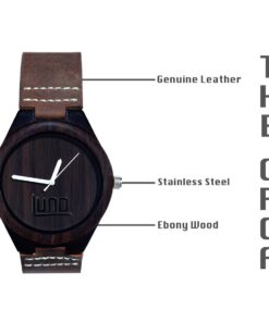 Luno Wear Men's Wood Watch, Wood and Genuine Leather, The Orca 15 6183a 7NAHL