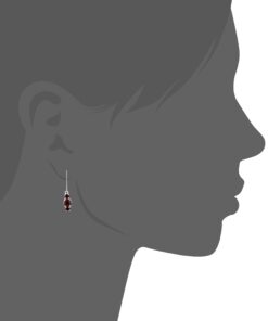 Amazon Collection Sterling Silver Genuine and Created Gemstone Three Stone Birthstone Leverback Dangle Earrings Garnet,January 16 6184L66yKDL