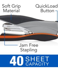 Alternative view of Swingline Stapler, Full Strip Desktop Stapler, 40 Sheet Capacity, Low Force, Optima 40, Silver/Black/Orange (87840)