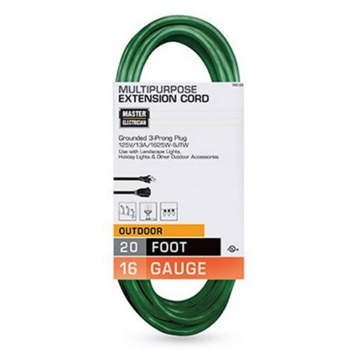 Master Electrician 02352-05ME 20-Foot 16/3 Vinyl Landscape Outdoor Extension Cord, Green 20-Feet