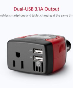 BESTEK 150W Power Inverter 12V to 110V Voltage Converter Car Charger Power Adapter with 3.1A Dual USB Charging Ports 15 6188a02LXwL