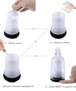 DOUDING Glass Essential Oil Diffuser Humidifier, Ultrasonic Aromatherapy Diffuser Cool Mist with Auto Shut-Off, 7 Colors Adjustable Diffuser for Home, Bedroom, Office, Yoga, 120ml(White Base) White Base 33 6188iRph96L