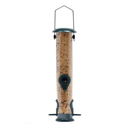 Ashman Bird Feeder Green Color (1 Pack), Metal Top and Bottom, Spacious Design, Attractive & Long Lasting, Fill it with Sunflower Black Oil Seeds, Clean and Fill, Great Gift for Friends and Family. 1