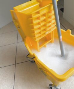 Carlisle FoodService Products Mop Bucket with Side-Press Wringer for Floor Cleaning, Restaurants, Offices, And Janitorial Use, Polyproylene, 26 Quarts, Yellow 47 618ED21XjhL