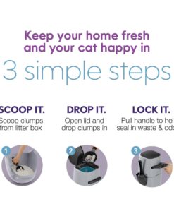 Litter Genie Plus Pail (Silver) | Cat Litter Box Waste Disposal System for Odor Control | Includes 1 Square Refill Bag 32 618EgAc0ABL