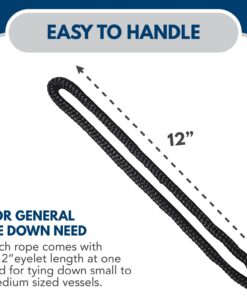 Double-Braided Nylon Dock Line from Regatta Marine Essentials (Black, L: 15 ft. D: 3/8 inch Eyelet: 12 inch, 4 Count) 11 618FbDFdUKL