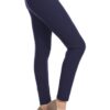 Leggings Depot Women's High Waist Leggings Soft 1” Waistband Solid Leggings Pants - Regular, Plus, 1X3X, 3X5X Full Length One Size Plus Navy 22 618IOOPKXxL 1