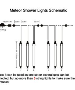 Adecorty Christmas Lights Outdoor, Meteor Shower Lights 12 inch 8 Tubes Snow Falling Rain Cascading Icicle Lights for Xmas Tree, Christmas Decorations Outdoor, Luces de Navidad para Exterior (White) 12 in White 18 618JOIXCYpL