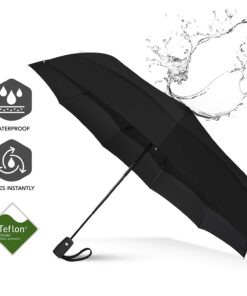 Repel Umbrella The Original Portable Travel Umbrella - Umbrellas for Rain Windproof, Strong Compact Umbrella for Wind and Rain, Perfect Car Umbrella, Golf Umbrella, Backpack, and On-the-Go 1-Black 31 618K1BSI1L