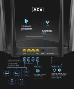 Alternative view of Tenda AC1200 Smart WiFi Router, High Speed Dual Band Wireless Internet Router with Smart APP, 4 x 100 Mbps Fast Ethernet Ports, Supports Guest WiFi, Access Point Mode, IPv6 and Parental Controls(AC6) AC1200|Dual-Band Router(AC6)