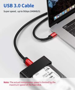 JSAUX USB 3.0 Cable B Male to USB-C, 10ft USB 3 Type B Cord Nylon Briaded Compatible with Docking Station, External Hard Drivers, Scanner and More 9 618O2ln8EvL