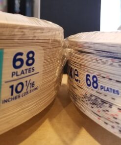 Dixie 10 Inch Paper Plates, Dinner Size Printed Disposable Plate, 204 Count (3 Packs of 68 Plates) White 39 618PbmoPFL