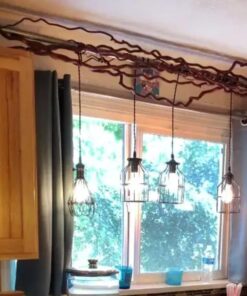 Vintage Pendant Light Kit Cord with Dimming Switch and Triple E26/E27 Industrial Light Socket Lamp Holder 25FT Twisted Black Cloth Bulb Cord Plug in Hanging Light Fixture 34 618Qa400YtL