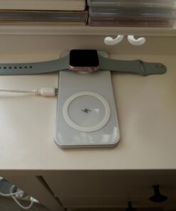 2 in 1 Wireless Charger, 15W Dual Wireless Charging Pad for iPhone 15/15 Pro/14/14 Pro/13/13 Pro/12/12 Pro/11/X, Samsung S23/S22/S21, Airpods 3/2/Pro, iWatch 8/7/6/SE/5/4/3/2(with QC 3.0 Adapter) White 33 618R58G3UL