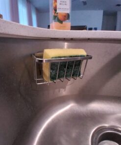 iDesign Gia Stainless Steel Dish Sponge Holder Basket with Suction Cups, Ideal for Kitchen Sinks and Bathroom Organization, Set of 1, Polished 32 618RNE9uhGL