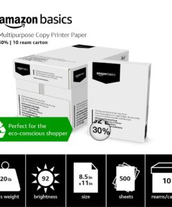 Amazon Basics 30% Recycled Multipurpose Copy Printer Paper, 8.5" x 11", 10 Reams , 5000 Count (Sheets), White 10 Reams | 5000 Count (Sheets) 9 618UFXBv3oS