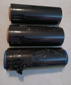 BOMEI PACK Black Stretch Wrap Industrial Strength with Plastic Handle 12" x 1000 Feet 80 Gauge 3-Pack, Black Shrink Wrap, Self-Adhering Black Plastic Wrap for Shipping, Moving 22 618UcuakpL