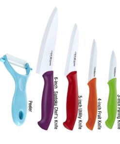 Cook N Home 9-Piece Ceramic Knife Set with Sheaths, Multicolor 12 618UsUnp81L
