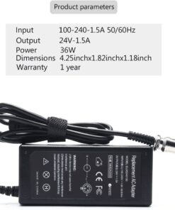 24V 1.5A 36W Electric Scooter E100 E200 E300 Battery Charger Standard 3-Prong Inline for Razor E100 E200 E300 E125 E150 E500 E175 PR200,MX350 E225S E325S, Pocket Mod, Sports Mod, and Dirt Quad 14 618XyO0d4NL