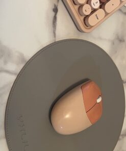 YXLILI Mouse Pad, Double-Sided Mouse Pads Small Round PU Leather Mouse Mat with Stitched Edge Waterproof Mouse Pads for Wireless Computer Mouse for Office Home Gaming Working Brown/Silver 34 618YuV QyiL