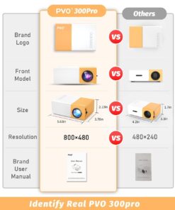 Mini Projector, PVO Portable Projector for Cartoon, Kids Gift, Outdoor Movie Projector, LED Pico Video Projector for Home Theater Movie Projector with HDMI USB Interfaces and Remote Control projector YG300Pro 27 618bBypfX0L
