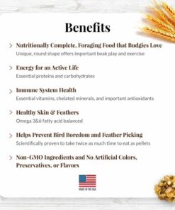 LAFEBER'S Classic Nutri-Berries Pet Bird Food, Made with Non-GMO and Human-Grade Ingredients, for Parakeets (Budgies), 4 lb 4.00 Pound (Pack of 1) 10 618cTM1rjDL