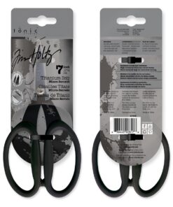 Tim Holtz Small Titanium Scissors - 7 Inch Mini Snips with Micro Serrated Blade - Non Stick Craft Tool for Cutting Paper, Fabric, and Sewing - Black Comfort Grip Handles 1 Pack 10 618e5tyHNRL