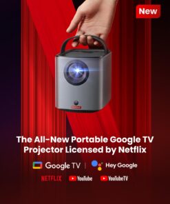 NEBULA Mars 3 Air GTV Projector - Netflix Officially Licensed, 400 ANSI-Lumen Brightness, Native 1080P, Dolby Digital Sound,150-Inch Picture, Built-In Battery for 2.5 Hours of Playtime Anywhere. 9 618f qEnOL
