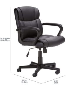Alternative view of Amazon Basics Padded Office Desk Chair with Armrests, Adjustable Height/Tilt, 360-Degree Swivel, 275 Pound Capacity, 24 x 24.2 x 34.8 Inches, Black