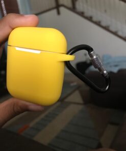SATLITOG AirPods Case Cover with Secure Lock Keychain, Protective Silicone Cover Compatible with Apple AirPods 2nd & 1st Charging Case - Yellow 61 618mCXhzVBL 1