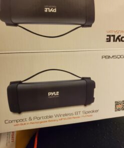 Pyle Wireless Portable Bluetooth Speaker- 100 Watt Power Rugged Compact Audio Sound Box Stereo System with Built-in Rechargeable Battery, 3.5mm AUX Input Jack,FM Radio,MP3 & USB Reader-PBMSQG5, Black 25 618n54PqrsL