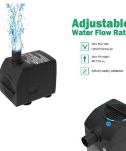 YH YUANHUA Submersible Water Pump Ultra Quiet with Dry Burning Protection160GPH for Fountains, Hydroponics, Ponds, Aquariums & More … 160GPH 13 618n875bQ6L