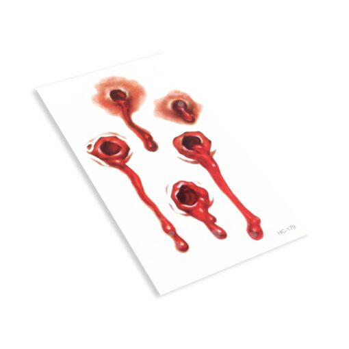 IDS Home Fake Blood Bullet Holes Sticker Halloween Scars Tattoos Cosplay Costumes Party Kit Horror Decoration for Halloween Theme Party, 2pcs