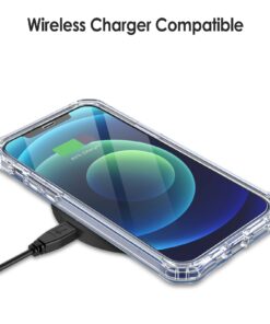 JETech Case for iPhone 12/12 Pro 6.1-Inch with 2-Pack Tempered Glass Screen Protector, 360 Full Body Shockproof Bumper Phone Cover Protective Clear Back (Clear) 13 618ugBj3buL