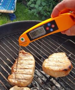 Digital Thermometer Talking Instant Read- Electronic BBQ- Great for Barbecue, Baking, Grilling, Cooking, All Food & Meat, Liquids- Collapsible Internal long Probe (Orange) By Surround Point 23 618uihE5GCL 2