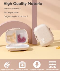 Holii Travel Pill Organizer, 8 Compartments Portable Pill Case, Daily Pill Box to Hold Vitamins, Small Pill Container for Pocket Purse Medicine Organizer(Khaki) Khaki 30 618vn6d5t L