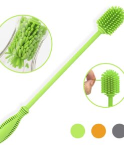 Alternative view of Silicone Bottle Cleaning Brush with Long Handle, 12.5" Water Bottle Cleaner for Baby Bottles, Hydro Flask, Sports Bottle, Vase, Glassware, Perfect for Smaller Diameter Bottle Openings (One Pack) Green