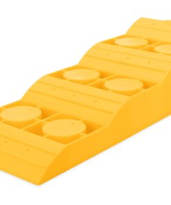 Camco Yellow Drive On Tri-Leveler, Raises Your RV Up by 3-7/8" Works on Any Tire , Has Built In Handle, Load Capacity of 3500 lbs, Durable Non Slip Surface (44573) Standard Packaging 14 618vyOlNfS