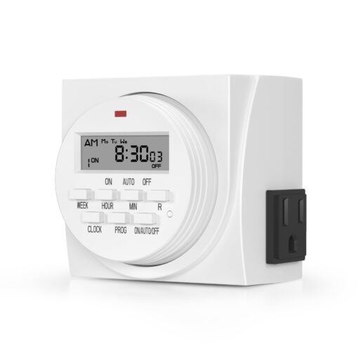 BN-LINK 7 Day Heavy Duty Digital Programmable Timer, FD60 U6, 115V, 60Hz, Dual Outlet, Indoor, for Lamp Light Fan Security UL Listed FD-60/U6