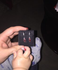 Amazon Collection Sterling Silver Genuine and Created Gemstone Three Stone Birthstone Leverback Dangle Earrings Garnet,January 19 618y7275aDL