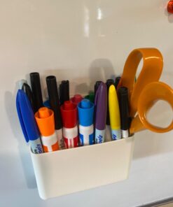Magnetic Dry Erase Marker Holder,Pen and Eraser Holder for Whiteboard,Magnet Pencil Cup Utility Storage Organizer for Office, Refrigerator, Locker and Metal Cabinets (2 Pack) 2 Pack 25 618zi0YiZXL