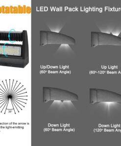 Alternative view of dephen 120W LED Wall Pack 5000K 16200lm Rotatable 2 Heads Wall Light 60-120 Beam Angle Adjustable IP65 Outdoor Commercial Flood Lighting Fixture - UL Listed 120W-16200Lm-No photocell