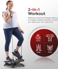 Sunny Health & Fitness 2-in-1 Premium Power Stepper with Resistance Bands, Low-Impact Cardio, Space-Saving, Height-Adjustable, 330 LB Max and SunnyFit® App Enhanced Bluetooth Connectivity Heavy Duty 9 619 02tIA0L